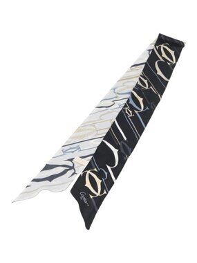 CARTIER Scarf Silk Black White